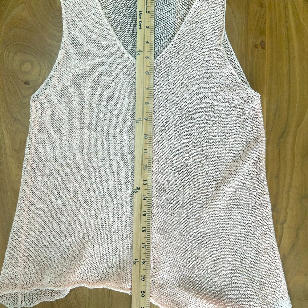 EILEEN FISHER Asymmetrical Hand-knit Linen blend Sleeveless Top XS Peach Perfect - Picture 9 of 9